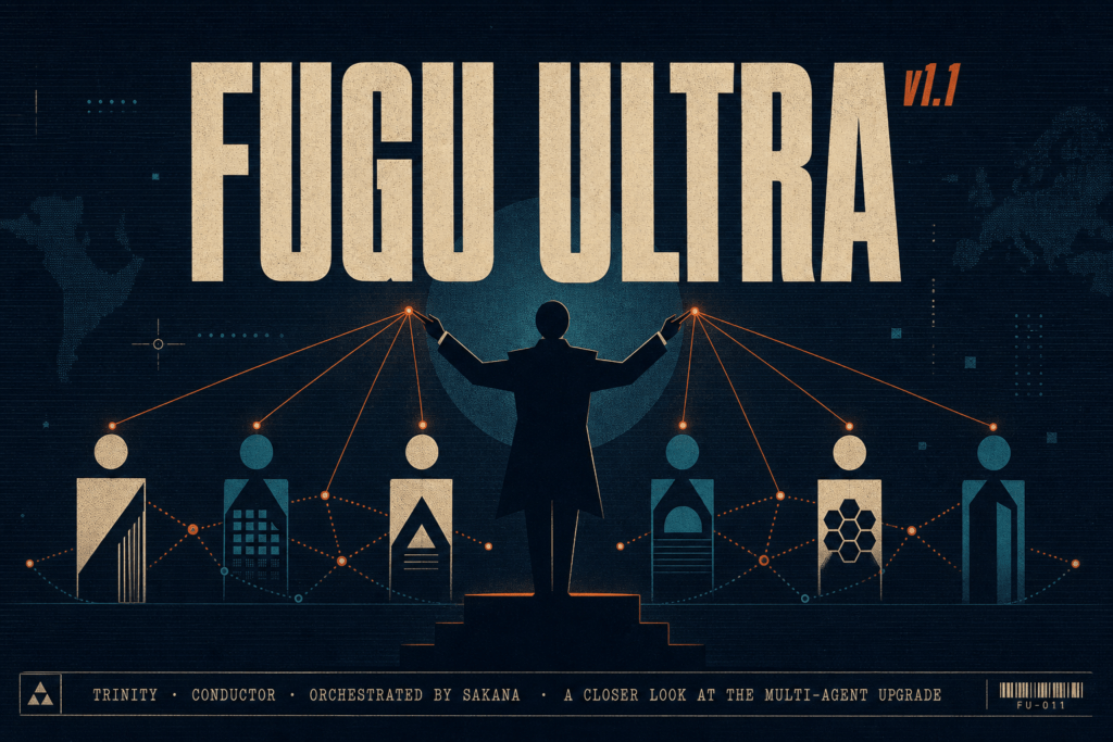 Sakana Fugu Ultra v1.1 refreshes the frontier model pool, claims gains up to 7.9 points, keeps pricing flat, and adds a Claude Code-compatible interface.