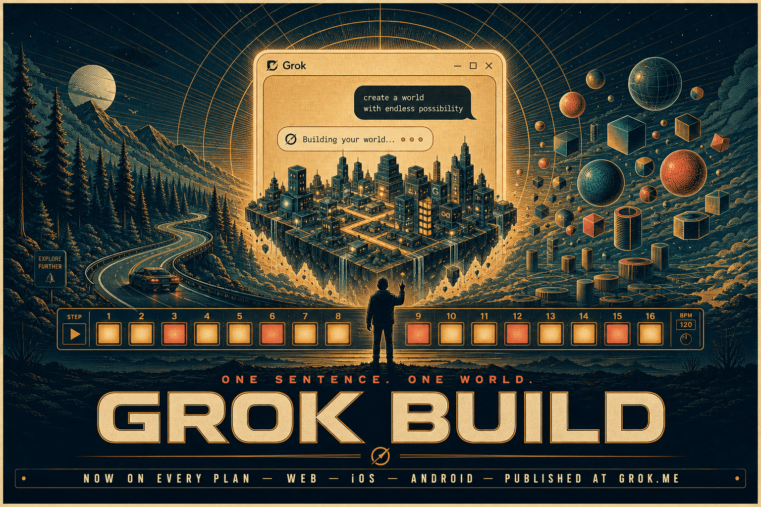 Grok Build is out of beta and live on every plan. Describe an app, game or website in Grok and get a working version in your chat, ready to publish on grok.me.