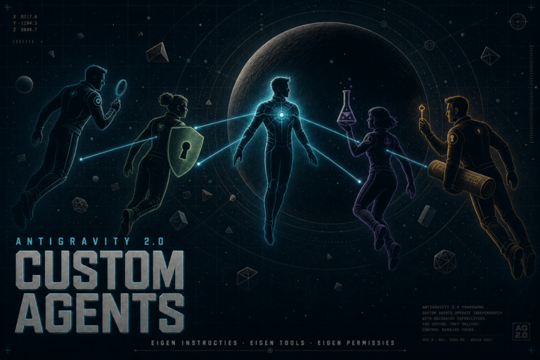 Custom agents in Antigravity 2.0 geven je gespecialiseerde AI agenten met eigen instructies, tools en permissies. Ontdek hoe ze werken, hoe je ze opzet en wat ze uniek maakt.
