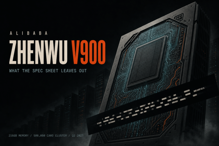 Alibaba's Zhenwu V900 AI chip brings 216 GB of memory, 500,000 card clusters and a Q1 2027 launch. Here is what the specs show and which numbers are missing.