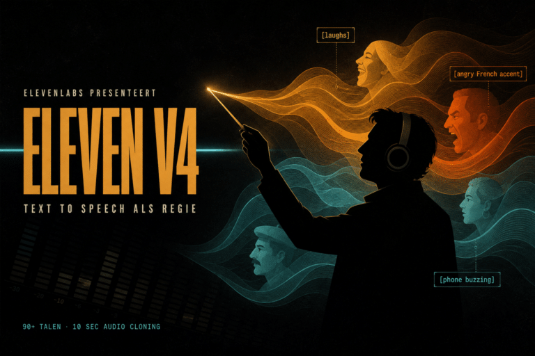 Eleven v4 en v4 Turbo van ElevenLabs bieden expressievere stemmen, audio tags, 90+ talen en voice cloning met 10 seconden audio. Dit moet je weten.