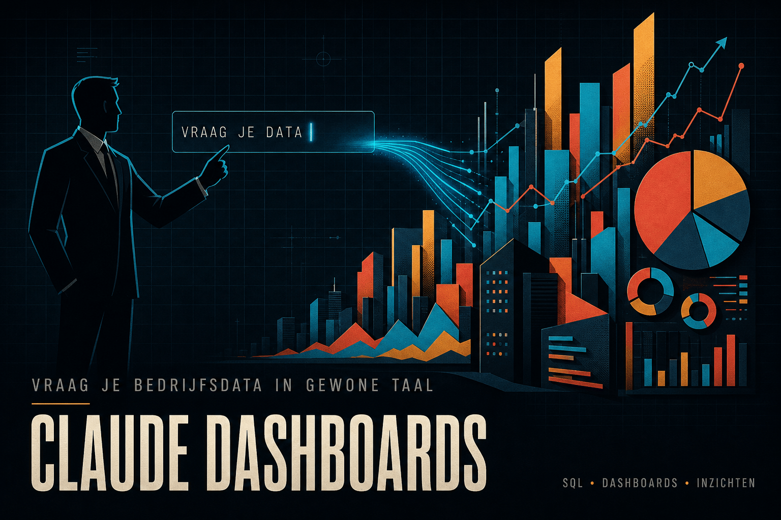 Met Claude Dashboards stel je vragen over je bedrijfsdata in gewone taal. Claude schrijft de SQL queries en bouwt het dashboard. Zo werkt het, stap voor stap.