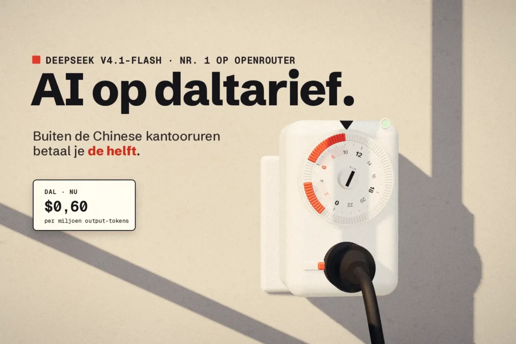 Witte schakelklok in een stopcontact in zonlicht, met rode piekuren op de draaischijf en een prijskaartje van 0,60 dollar in het dal