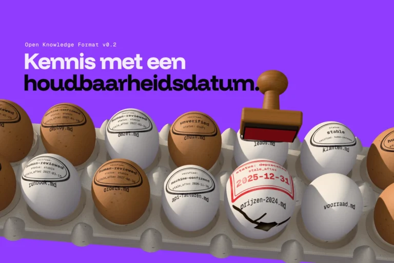 Eierplateau op violet met eieren als .md-bestanden; een houten stempel zet op het gebarsten ei rood deprecated en 2025-12-31
