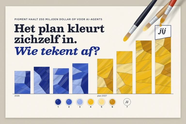 Schilderen op nummer: penselen zonder hand kleuren een staafgrafiek in, één vak bovenaan blijft wit met het woord jij.