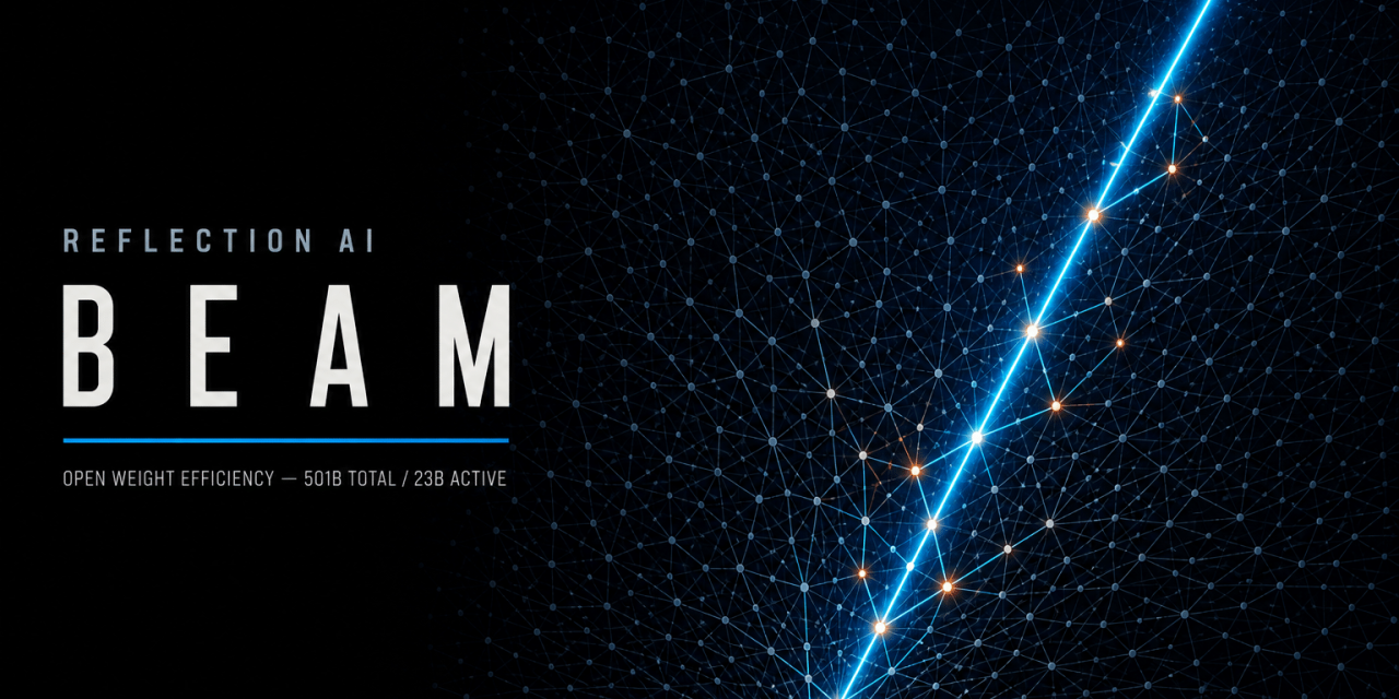 Beam van Reflection AI telt 501 miljard parameters, waarvan 23 miljard actief. Ontdek hoe het model presteert, hoe het getraind werd en waarom efficiëntie centraal staat.