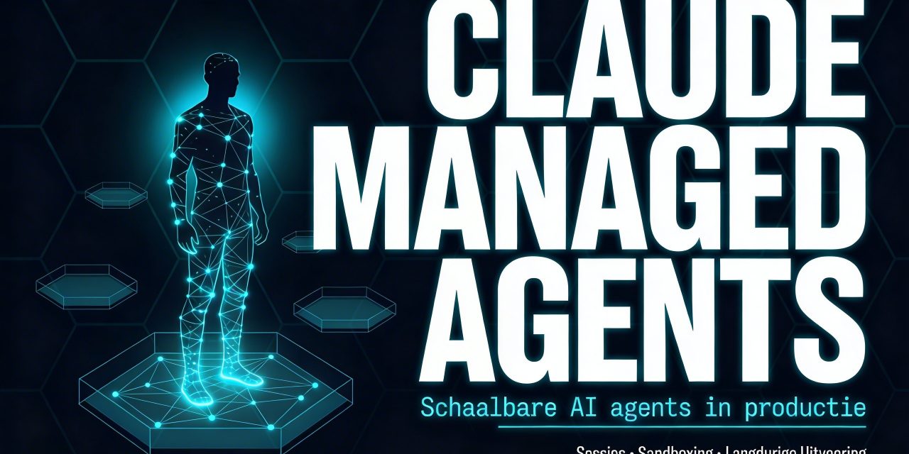 Glowing network figure and bold typography for Claude Managed Agents, a platform for scalable AI agents in production.