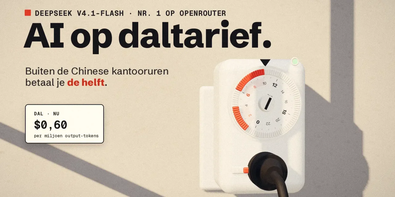 Witte schakelklok in een stopcontact in zonlicht, met rode piekuren op de draaischijf en een prijskaartje van 0,60 dollar in het dal