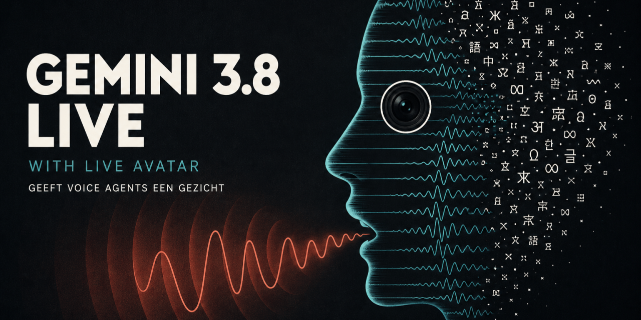 Gemini 3.8 Live with Live Avatar koppelt realtime video aan spraak. Lees hoe de lipsync, tool calling en 97 talen werken, wat het kost en wat Google nog niet vertelt.