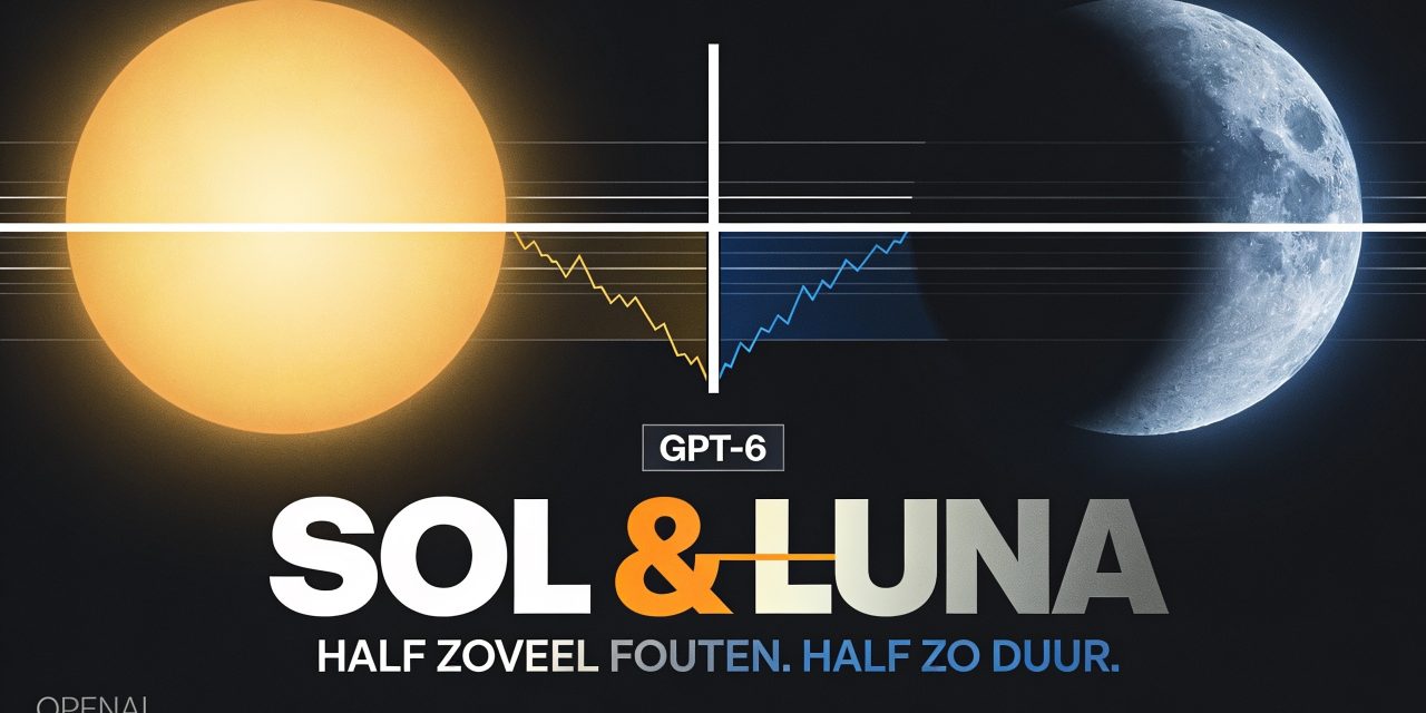 OpenAI lanceert GPT-6 Sol en Luna: half zoveel feitelijke fouten als GPT-5.6 en 50% lagere API-prijzen. Ontdek wat de benchmarks, caching en alignment echt betekenen.