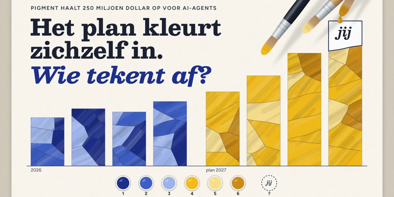 Schilderen op nummer: penselen zonder hand kleuren een staafgrafiek in, één vak bovenaan blijft wit met het woord jij.