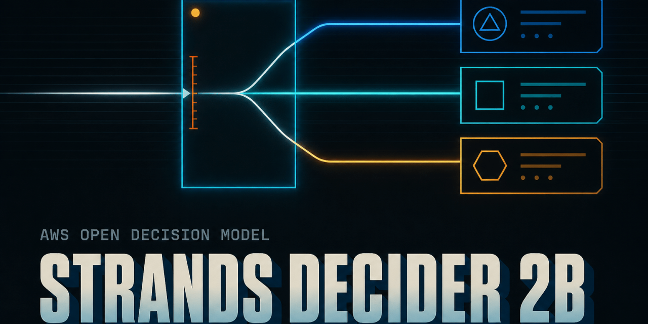 Strands Decider 2B is een open source decision model van AWS dat lokaal draait, opties scoort met calibrated confidence en agents controleert voordat ze een tool aanroepen.